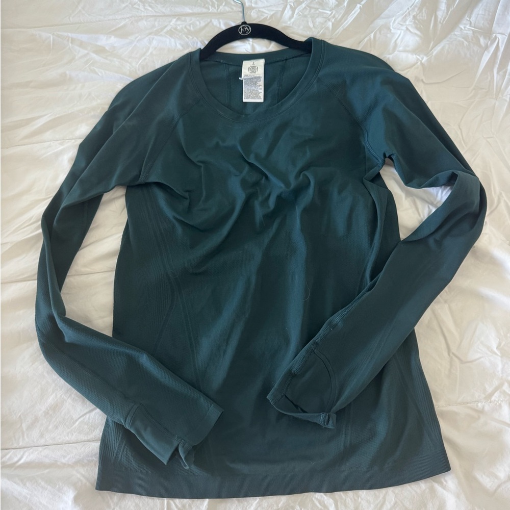 Athleta momentum seamless long sleeve top in dark green